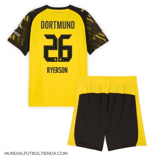 Camiseta Borussia Dortmund Julian Ryerson #26 Primera Equipación Replica 2025-26 para niños mangas cortas (+ Pantalones cortos)
